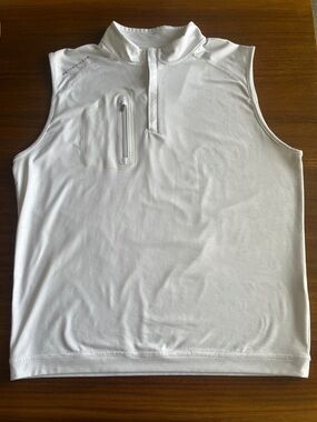 Peter Millar White Sleeveless Zip-Front Golf Top